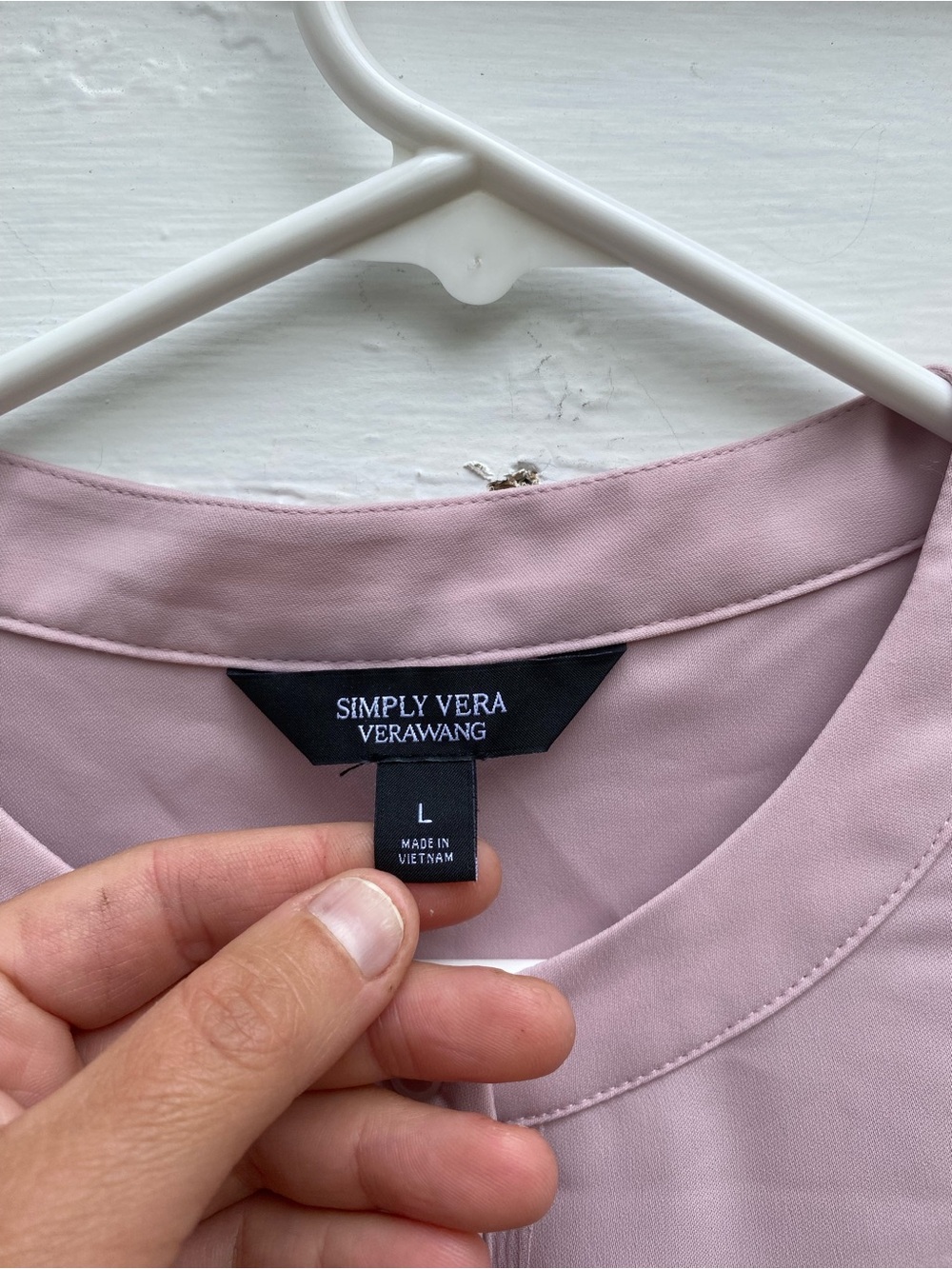 Light Mauve Lilac Blush Short Sleeve Blouse with Chest Pocket Simply Vera Wang - Picture 5 of 9